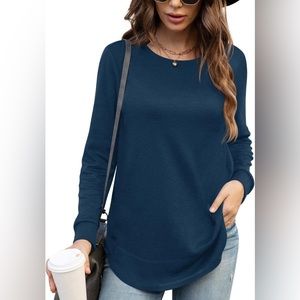 Women Plain Sweatshirt Long Sleeve Tunic Top Crewneck Pullover Crewneck Blouse L